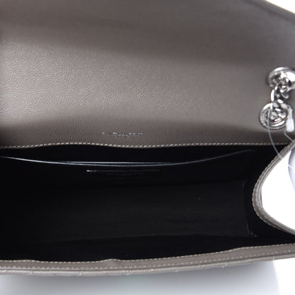 Saint Laurent Grain De Poudre Textured Mixed Matelasse Medium Triquilt Monogram Satchel New Stone 4 of 10