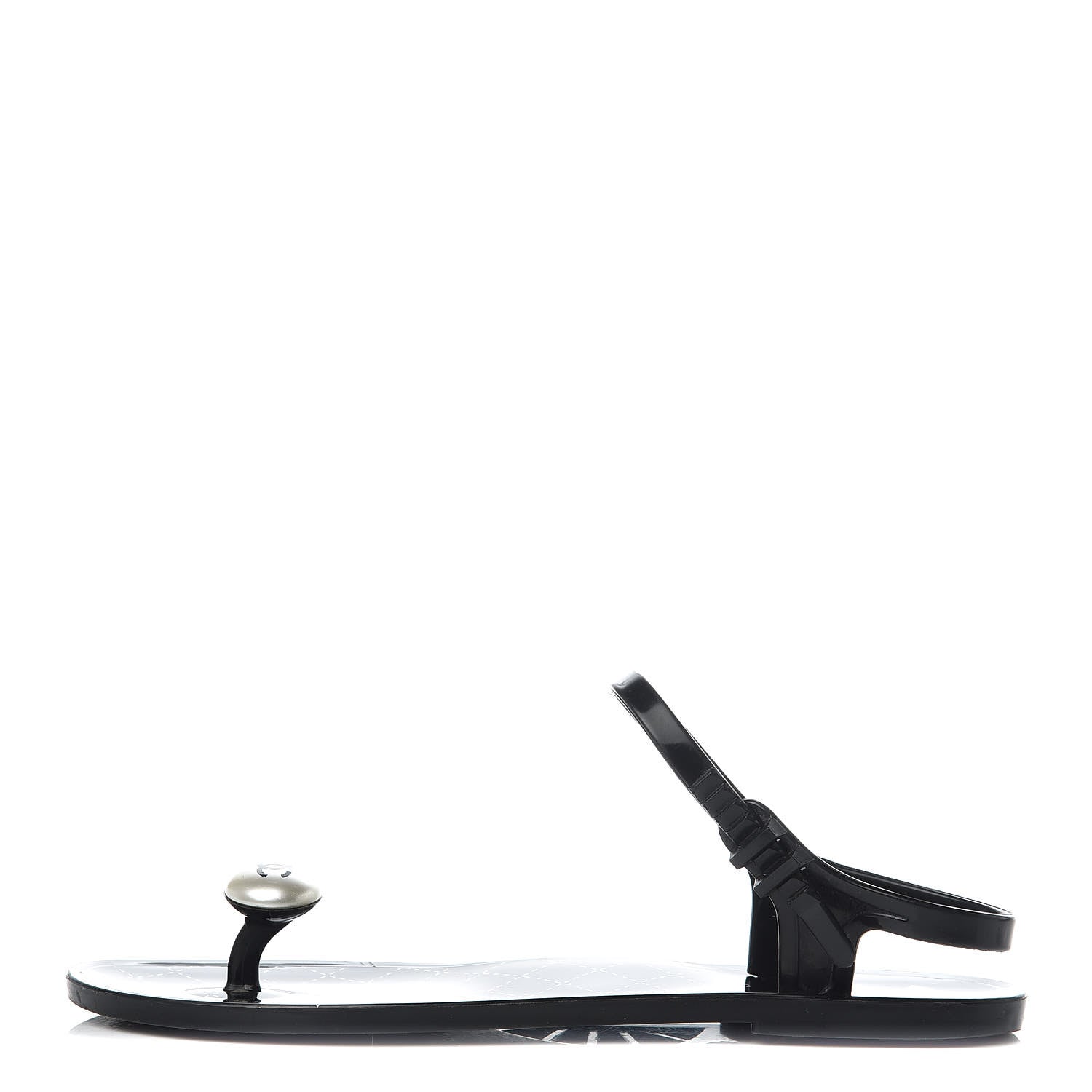 Chanel Jelly Pearl CC Thong Sandals 41 Black 1 of 9