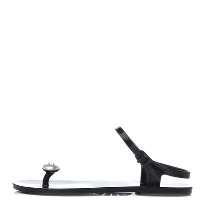 Chanel Jelly Pearl CC Thong Sandals 41 Black 1 of 9
