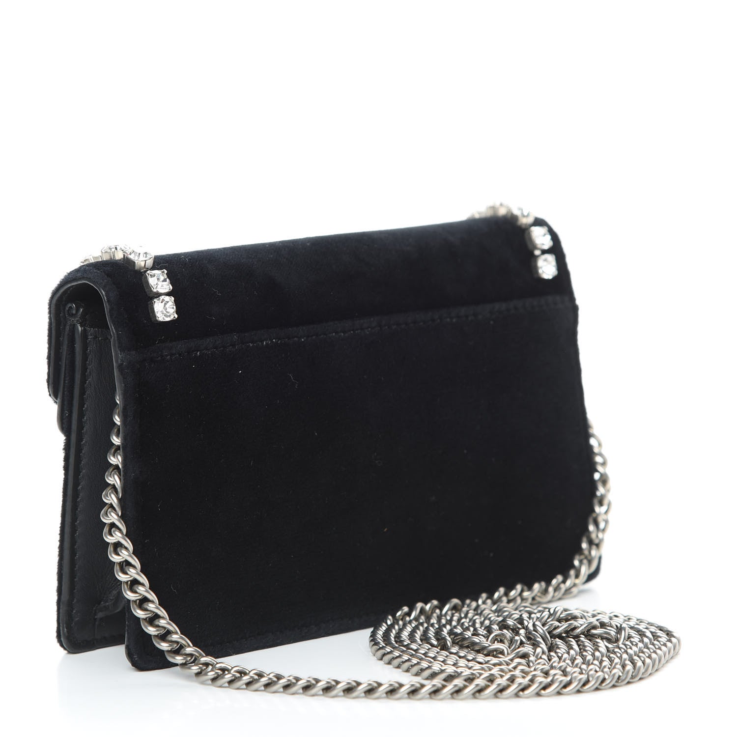 Gucci Velvet Crystal Super Mini Dionysus Shoulder Bag Black 3 of 15