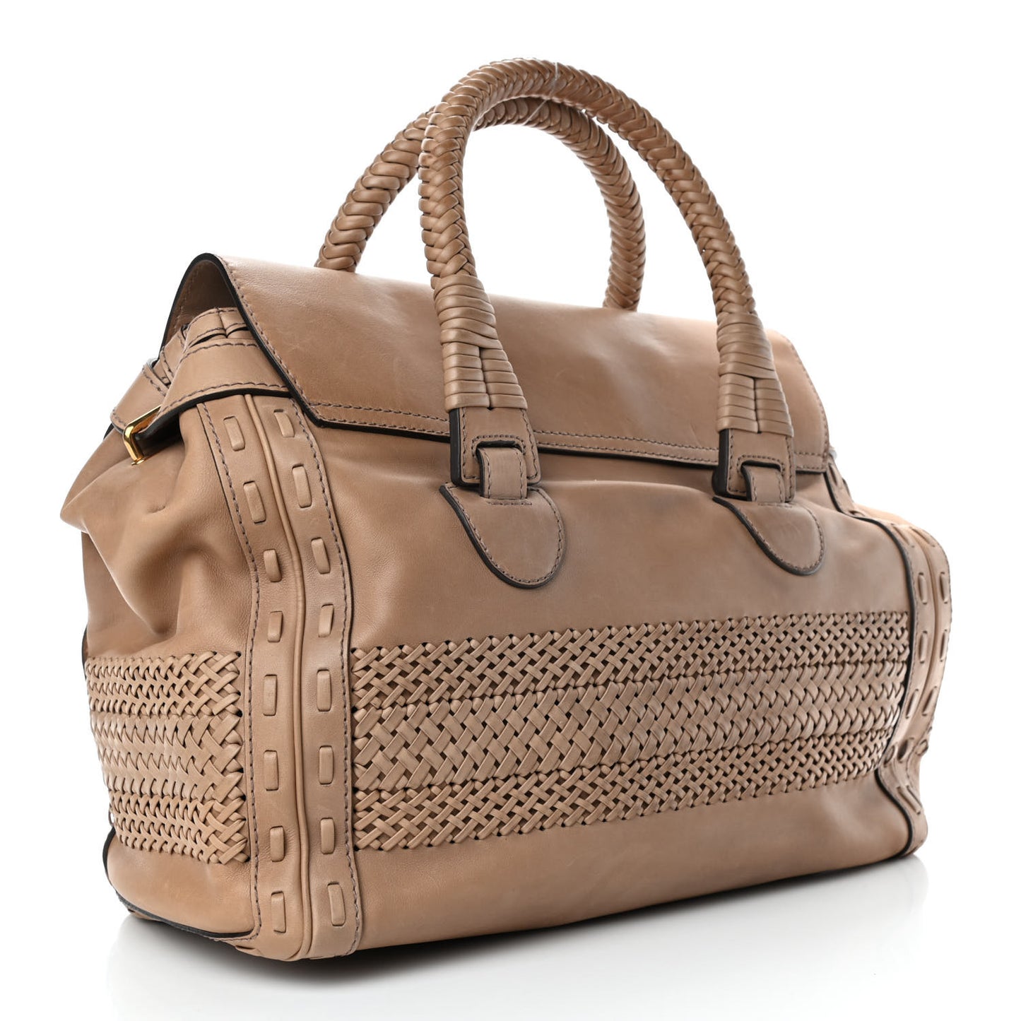 Calfskin Handmade Large Top Handle Bag Taupe