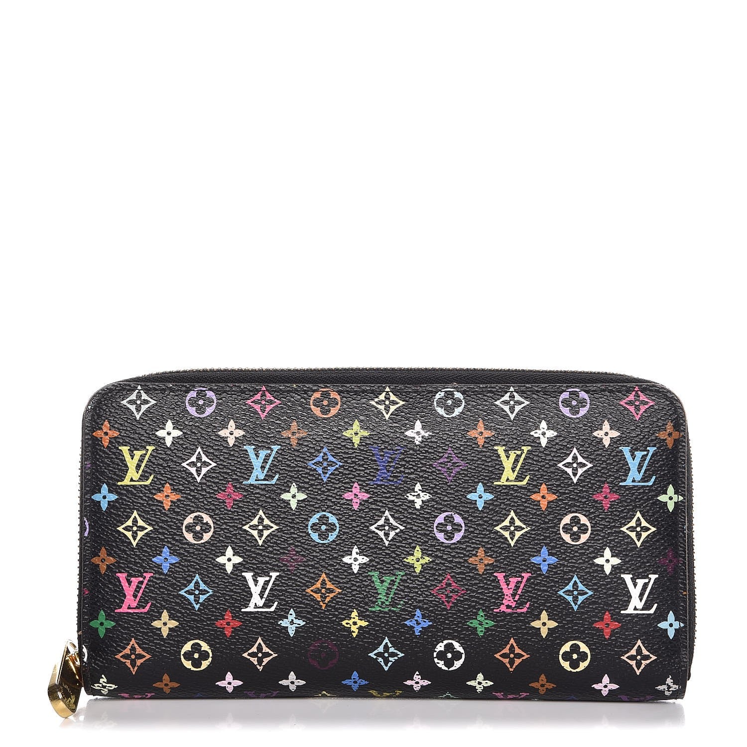 ルイ Louis Vuitton Monogram Multicolor Zippy Wallet Black Violet
