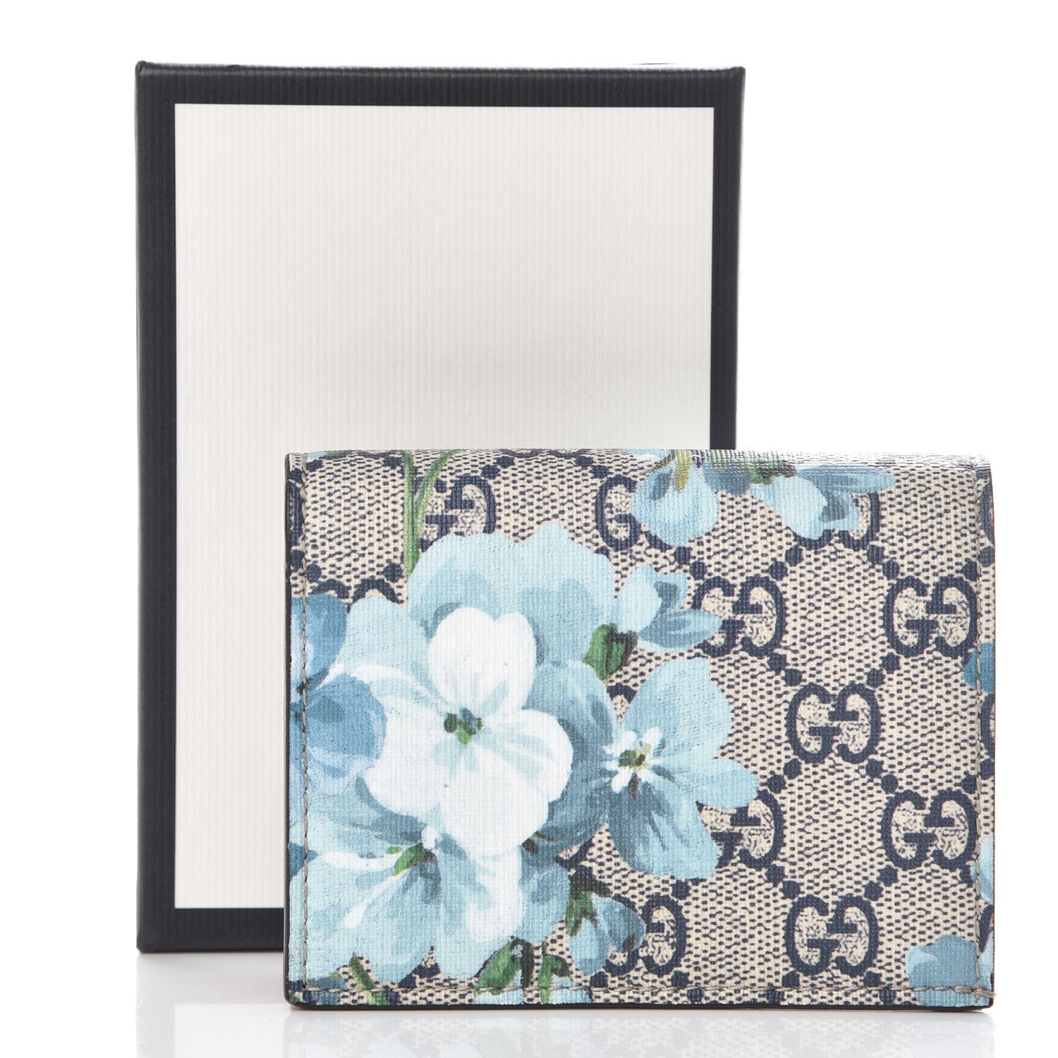 Gucci GG Supreme Monogram Blooms Card Case Wallet Beige Blue Navy Hibiscus Red 8 of 8