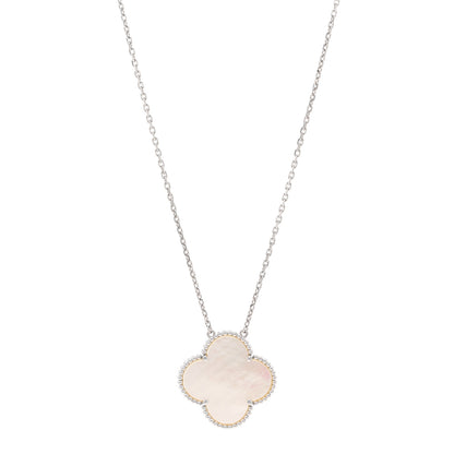 Van Cleef & Arpels 18K White Gold Mother of Pearl Magic Alhambra Pendant Necklace 1 of 6