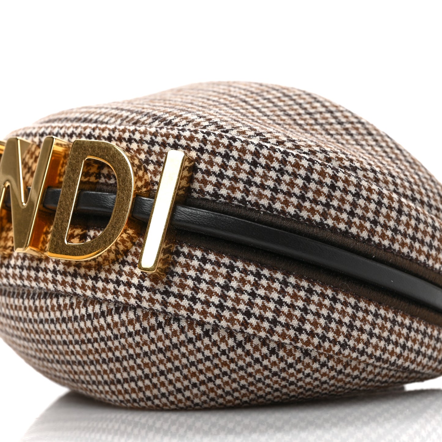Wool Nappa Micro Houndstooth Nano Fendigraphy Hobo Charm Beige Moro
