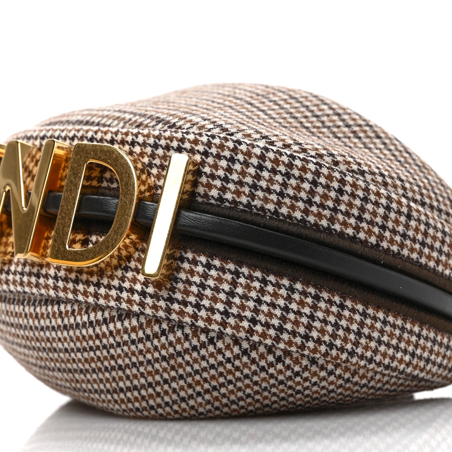 Fendi Wool Nappa Micro Houndstooth Nano Fendigraphy Hobo Charm Beige Moro 8 of 8