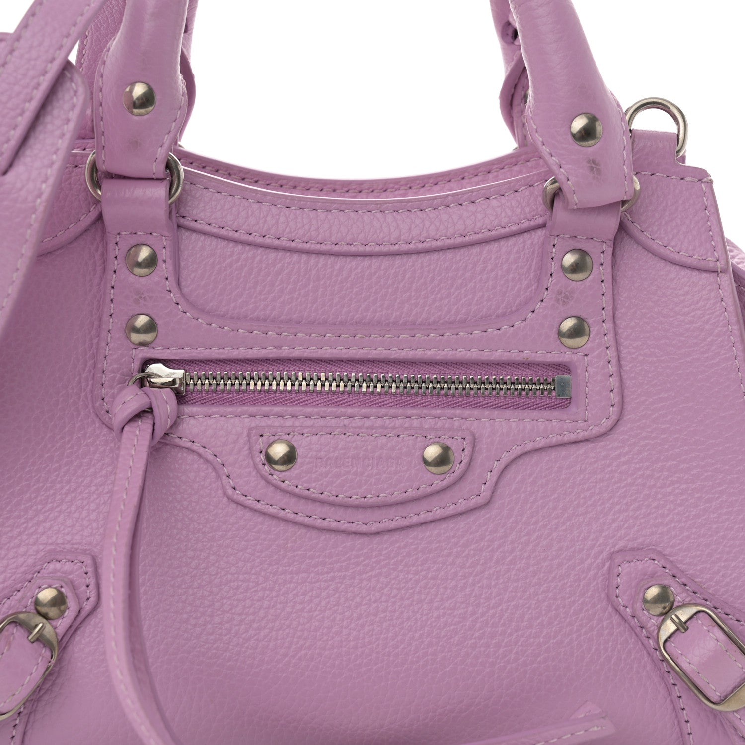 Balenciaga Grained Calfskin Neo Classic Silver Hardware Mini City Lilac 7 of 12