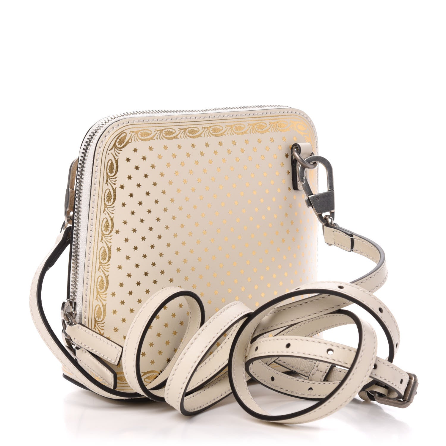 Gucci X SEGA Calfskin GUCCY Stars Mini Dome Shoulder Bag Mystic White Gold 3 of 11