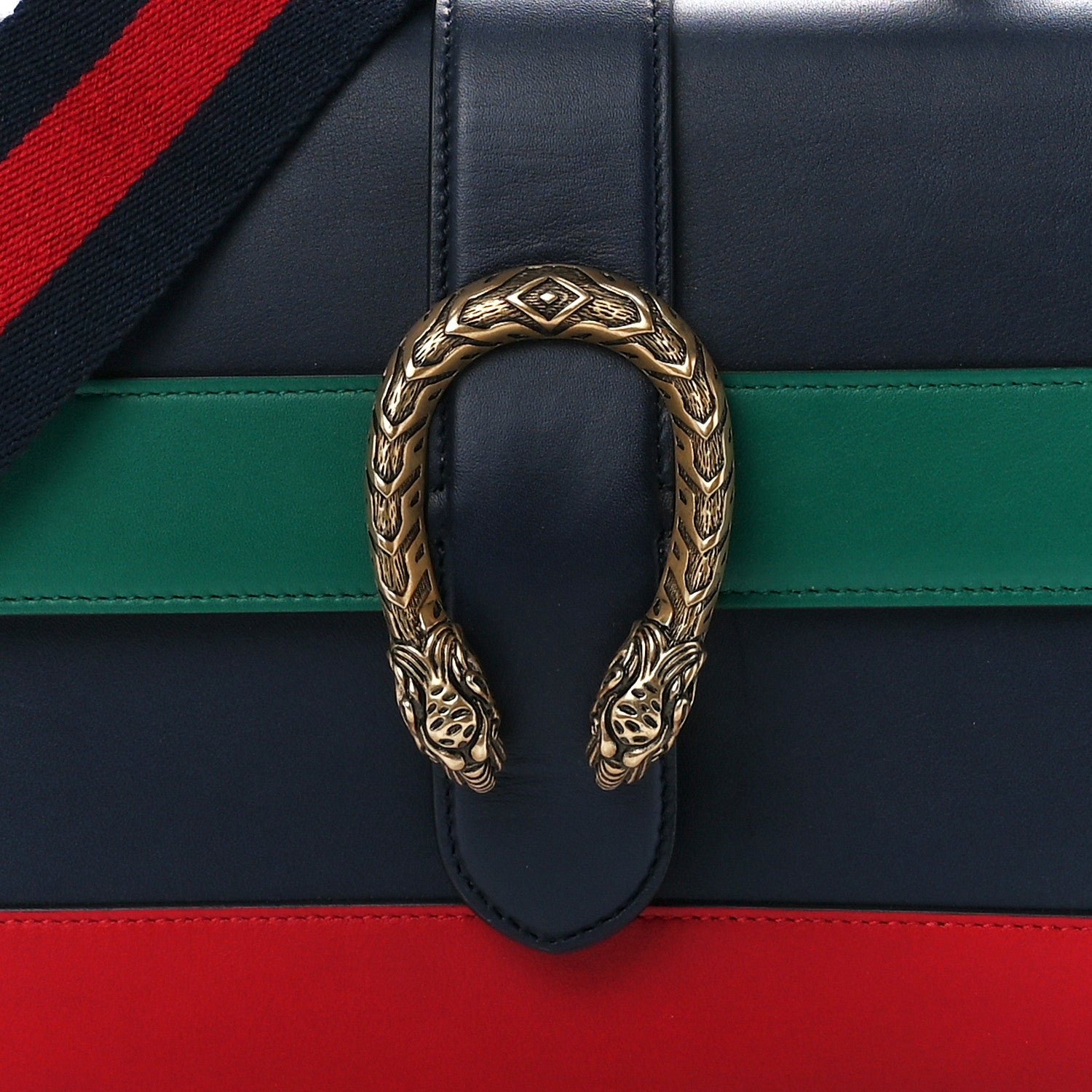 Gucci Moon Calfskin Bamboo Web Medium Dionysus Top Handle Bag Blue Emerald Hibiscus Red 9 of 12