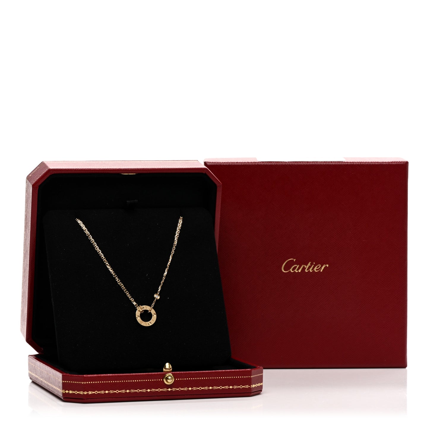 18K Yellow Gold 2 Diamond LOVE Necklace