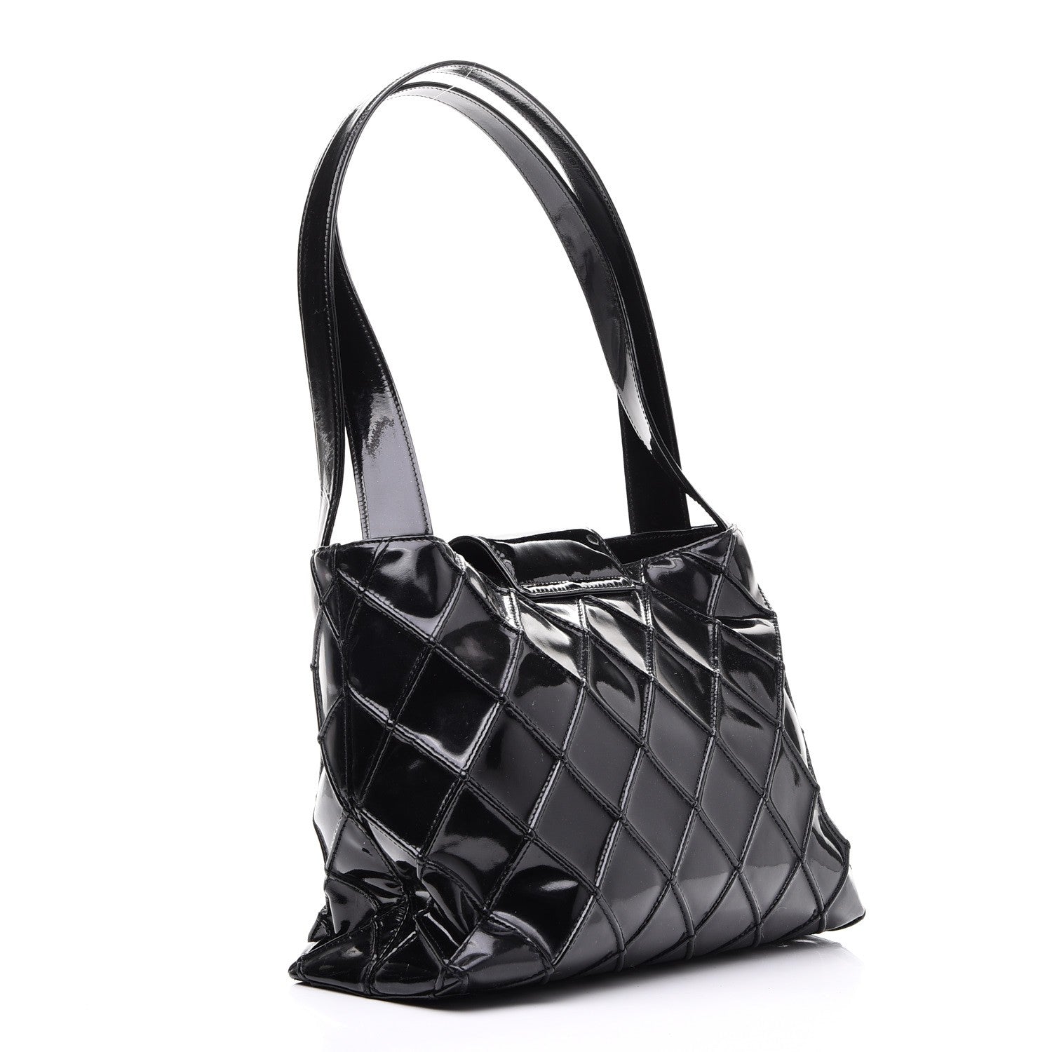 Chanel Patent Diamond Stitched Shoulder Bag Black 3 of 11