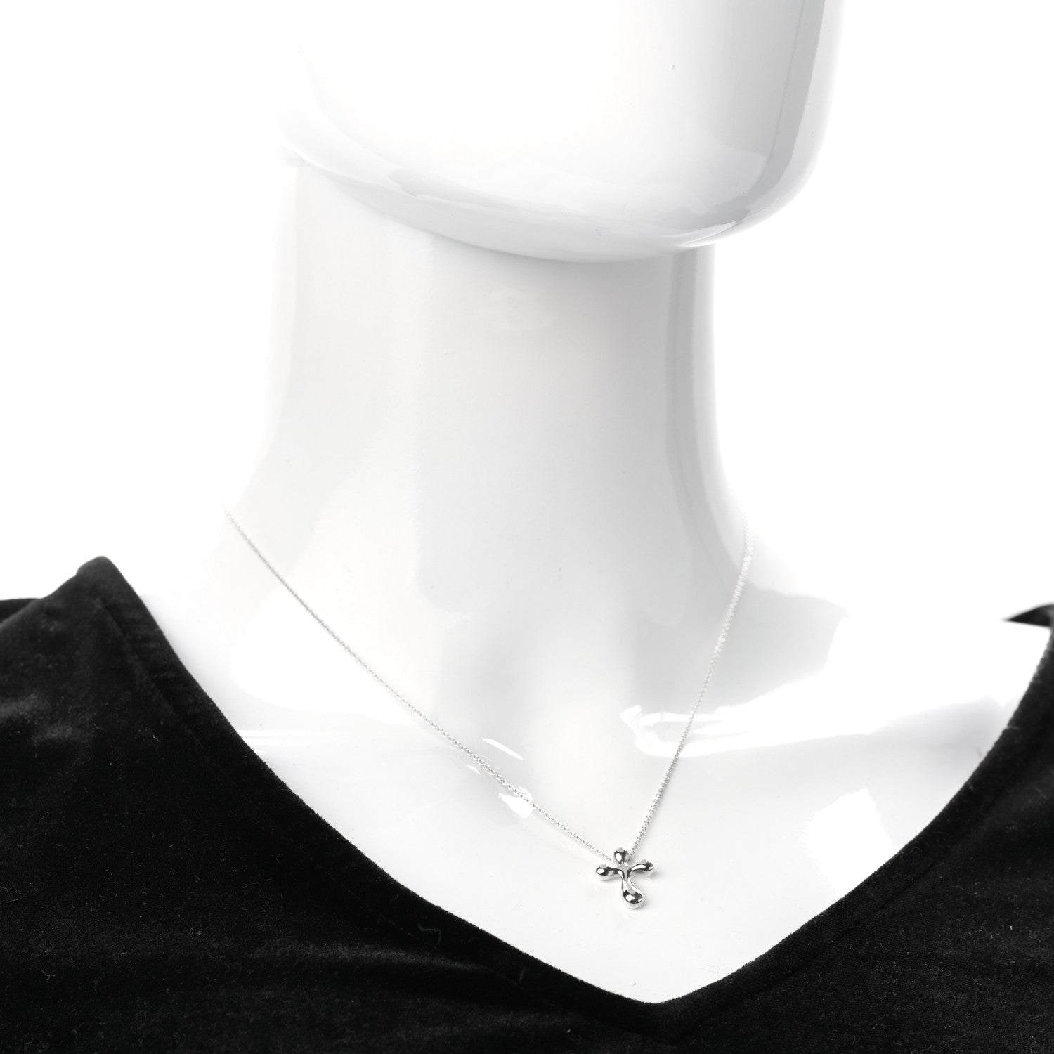 Tiffany Sterling Silver 16mm Elsa Peretti Cross Pendant Necklace 2 of 5