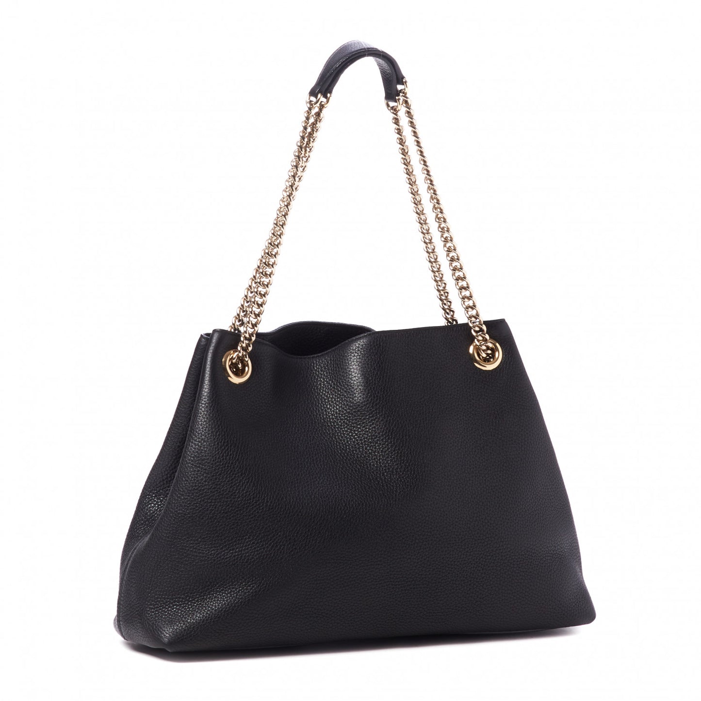 Pebbled Calfskin Medium Soho Chain Shoulder Bag Black