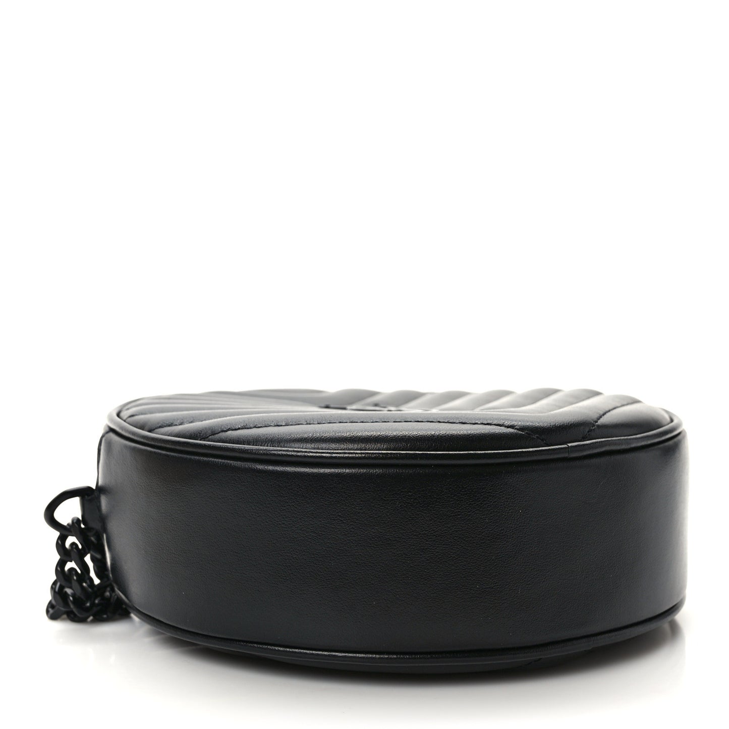 Calfskin Matelasse Chevron Round Vinyle Camera Bag Black