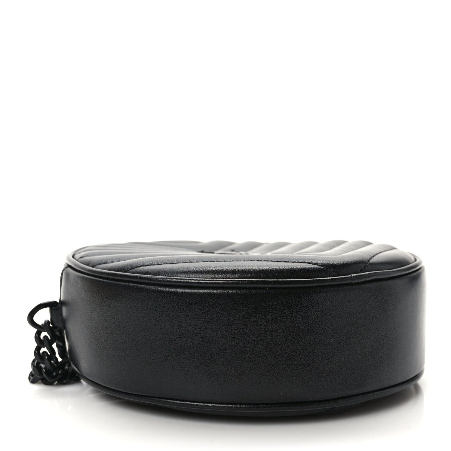 Saint Laurent Calfskin Matelasse Chevron Round Vinyle Camera Bag Black 4 of 9