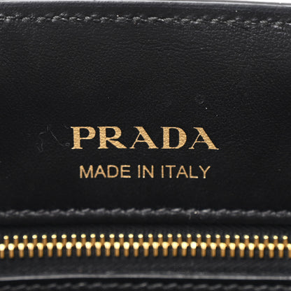 Prada Saffiano City Calfskin Small Bibliotheque Top Handle Black White 7 of 11