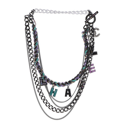 Chanel Ruthenium PVC Enamel CC Multi Strand Chain Link Choker Necklace Silver Multi 3 of 8