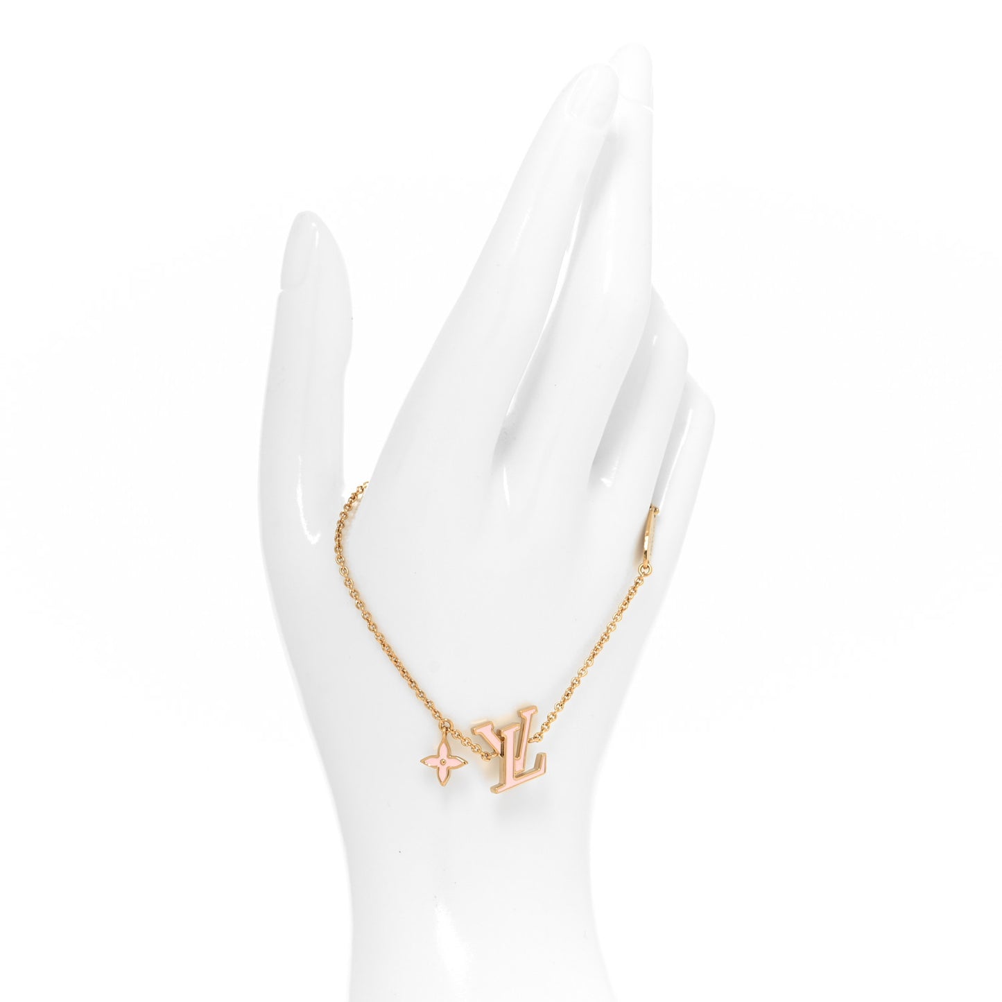Metal Enamel LV Iconic Bracelet Gold Light Pink