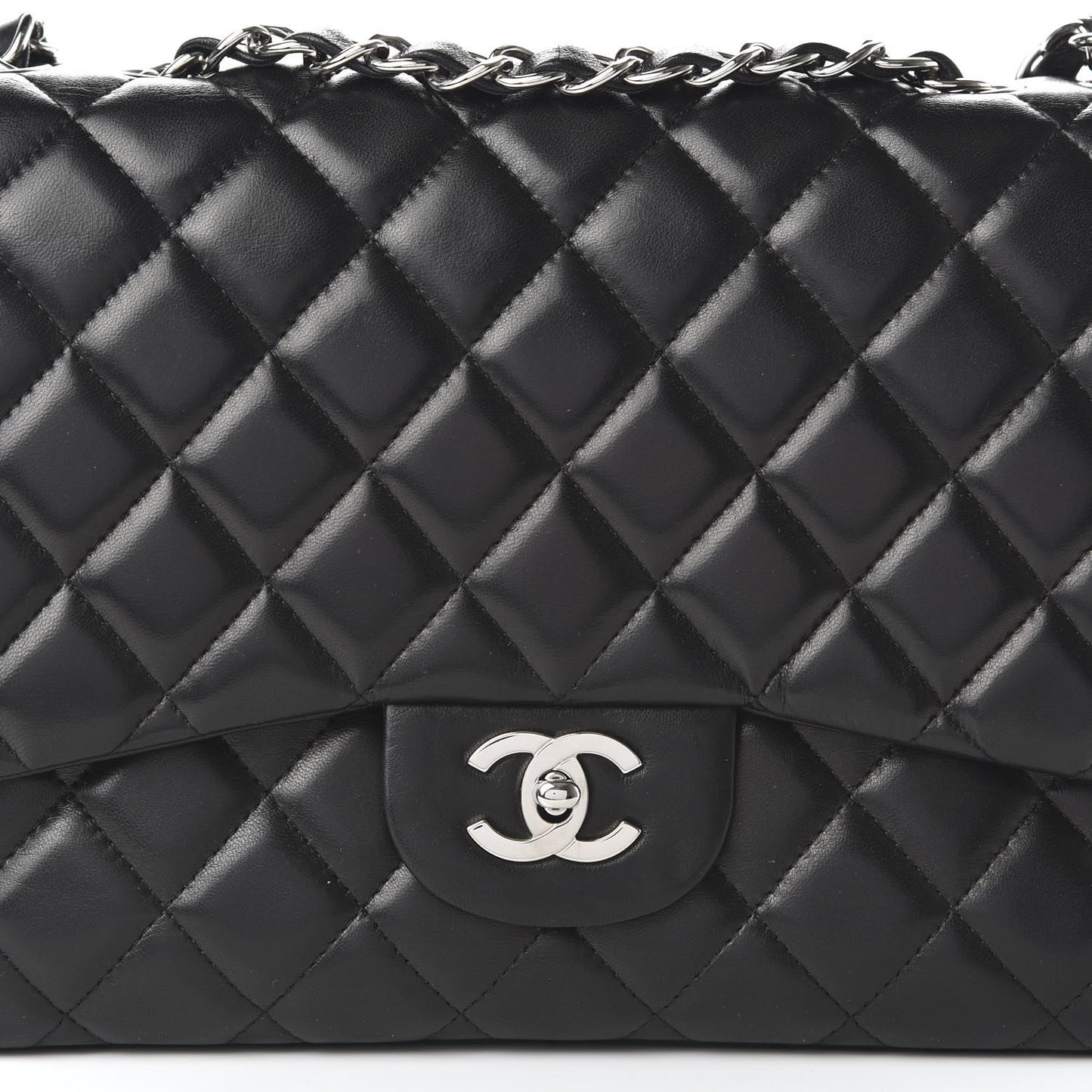 Lambskin Quilted Jumbo Single Flap Black