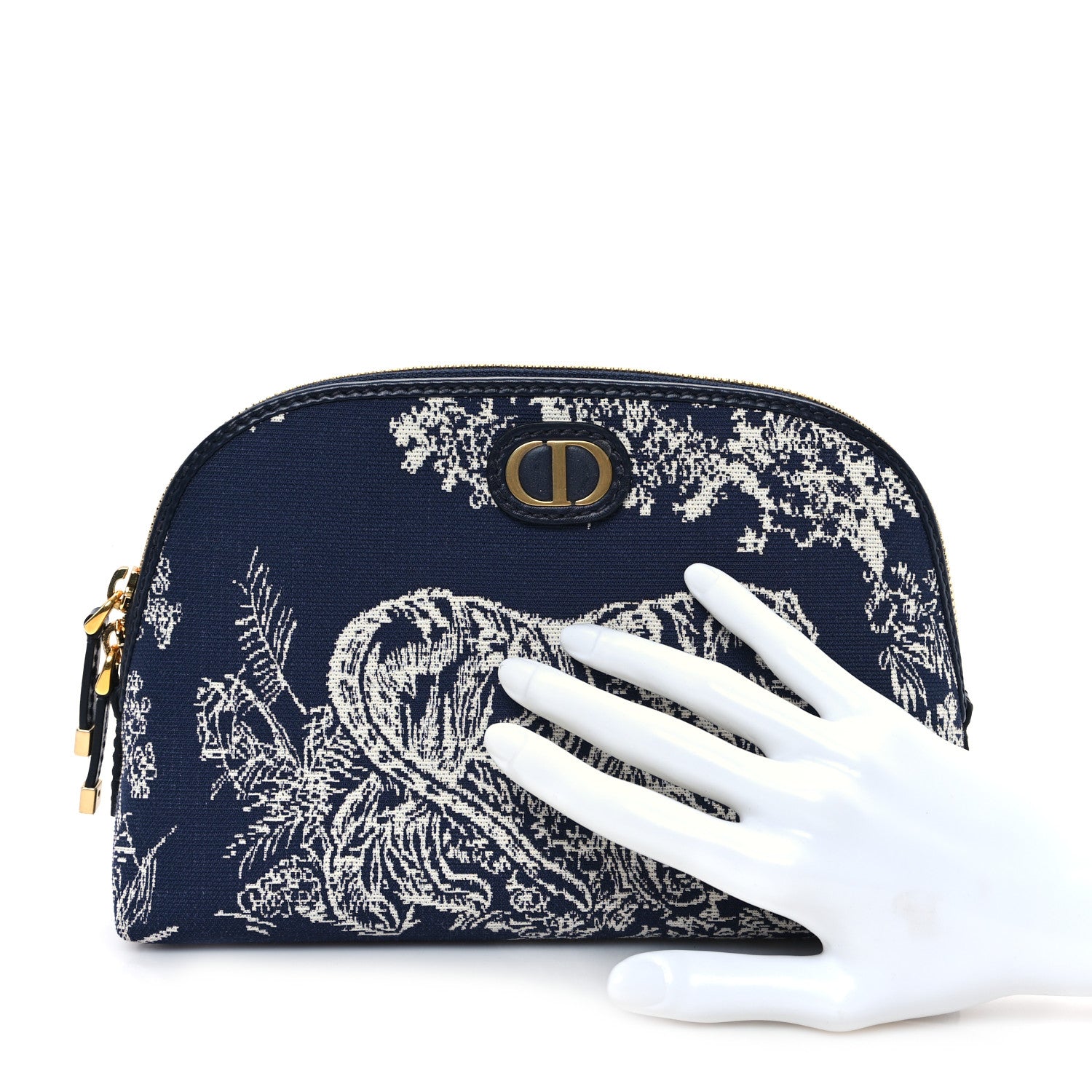 Christian Dior Embroidered Toile De Jouy 30 Montaigne Cosmetic Pouch Blue 2 of 7