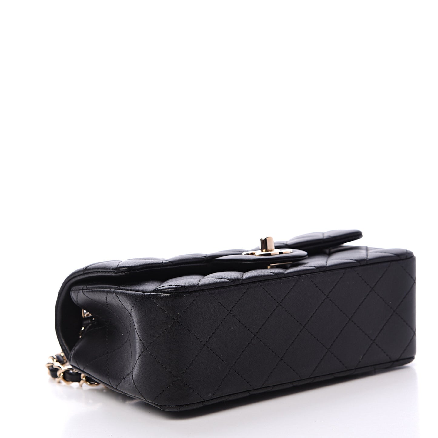 Lambskin Quilted Mini Rectangular Flap Black