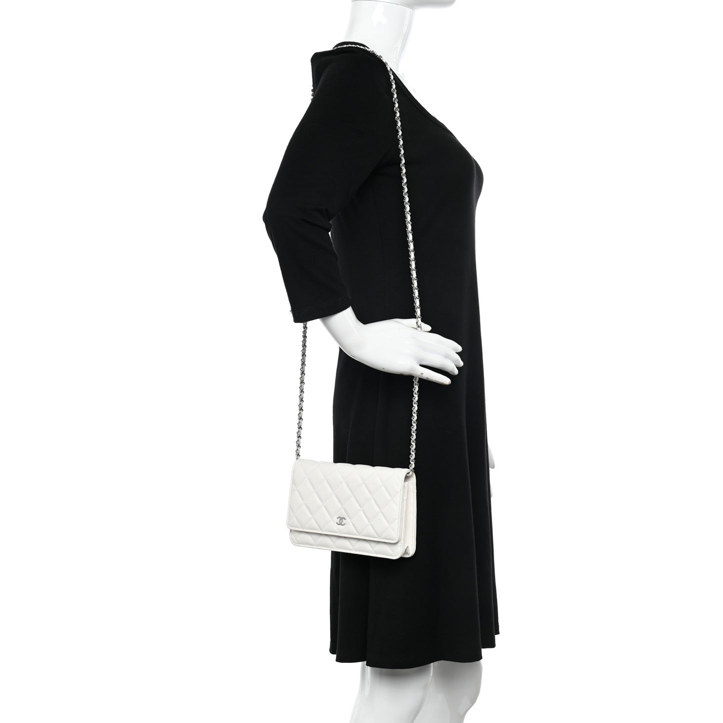 Caviar Quilted Wallet On Chain WOC White