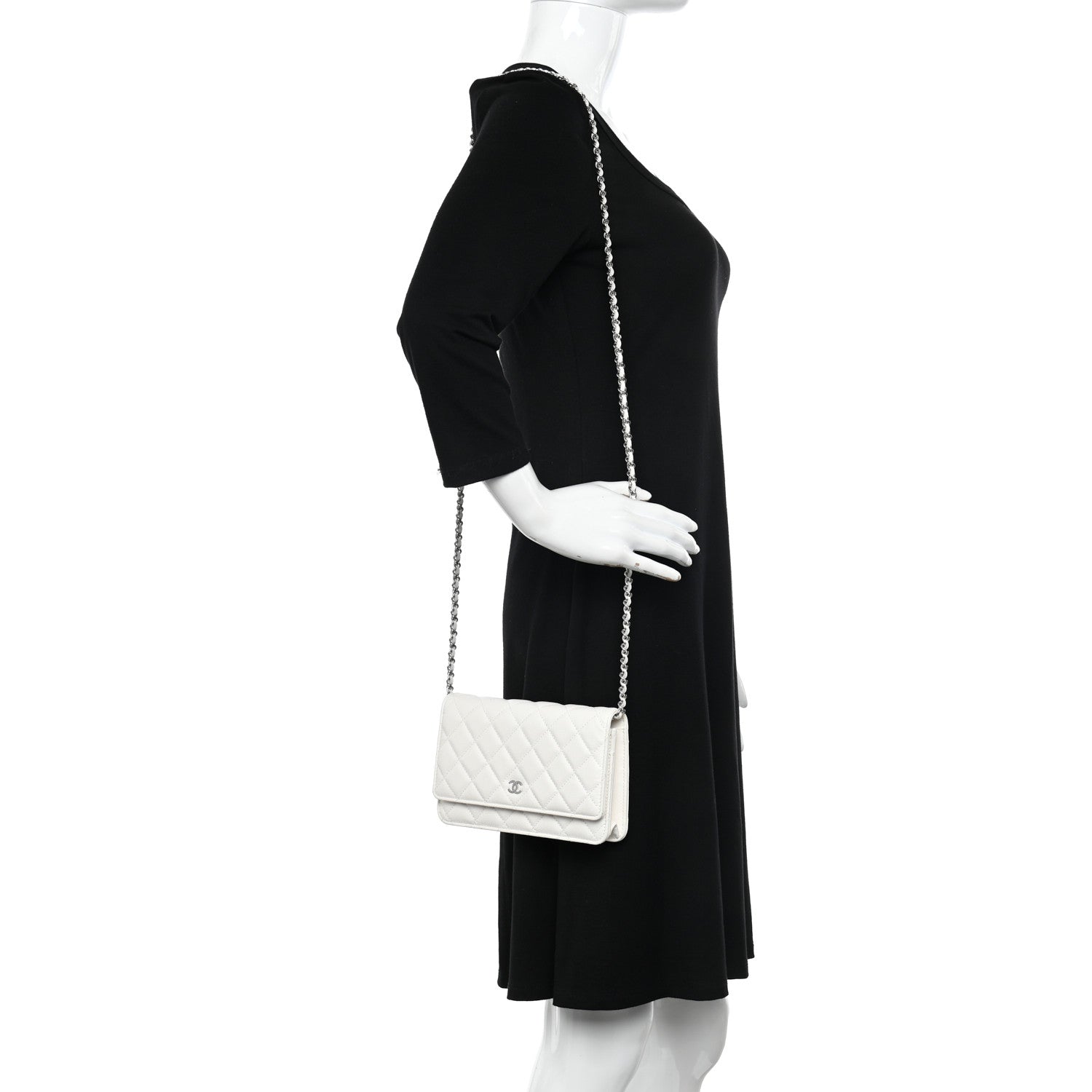 Chanel Caviar Quilted Wallet On Chain WOC White 2 of 12