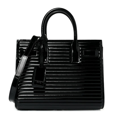Saint Laurent Ribbed Patent Calfskin Nano Sac De Jour Black 1 of 8
