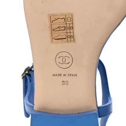 Chanel Lambskin CC Logo Thong Sandals 39 Blue 6 of 7