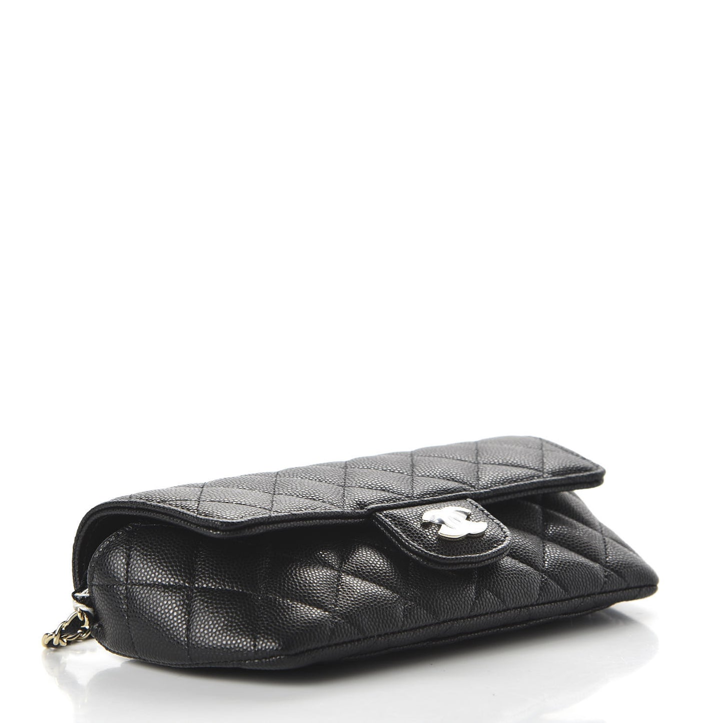 Caviar Quilted Glasses Case With Chain Black
