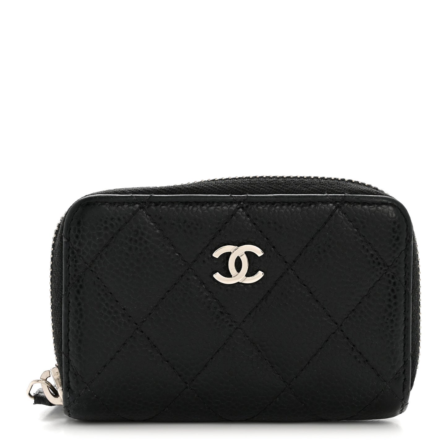 Caviar Quilted Zip Coin Purse Black
