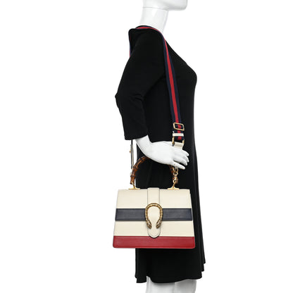 Gucci Calfskin Bamboo Web Medium Dionysus Top Handle Bag White Blue Hibiscus Red 2 of 12