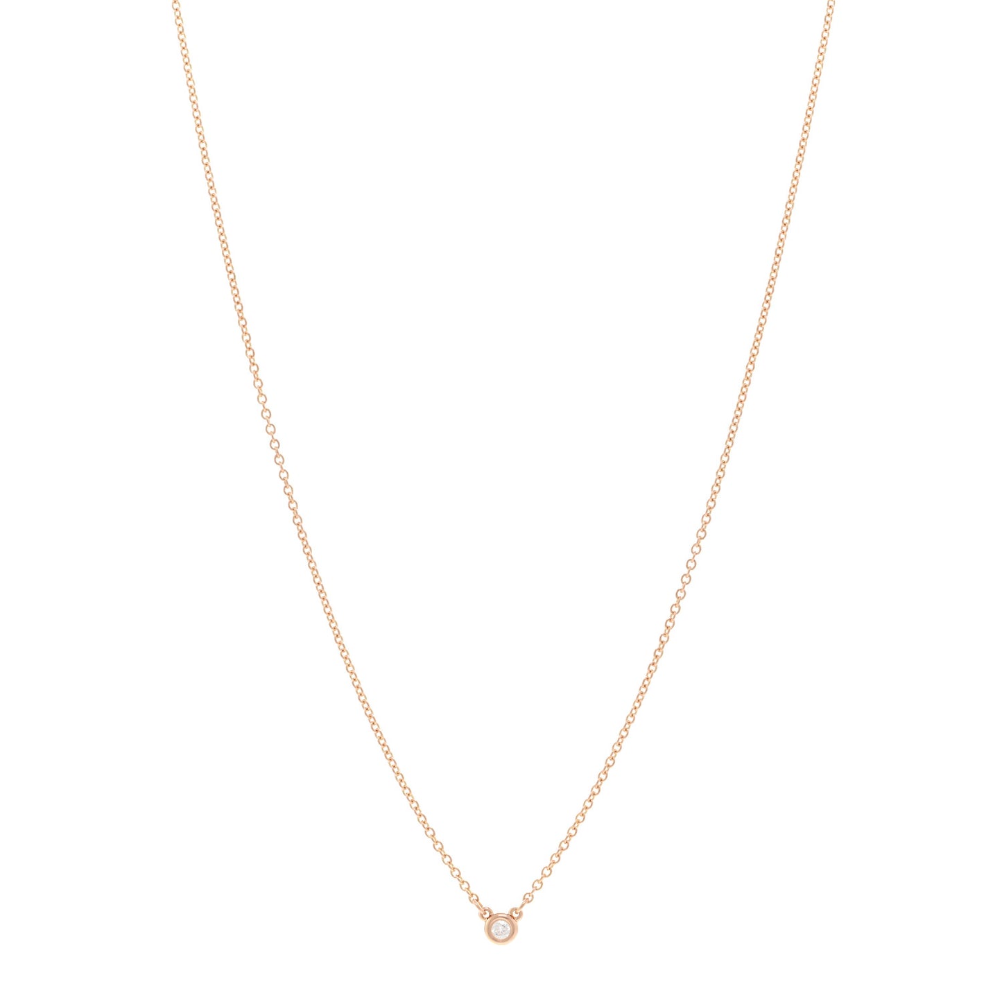 18K Rose Gold Diamond .03ct Elsa Peretti Diamonds by the Yard Pendant Necklace
