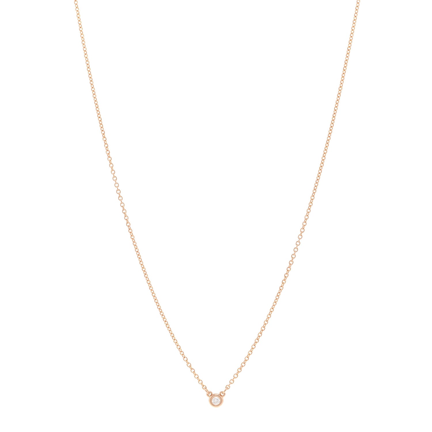 Tiffany 18K Rose Gold Diamond .03ct Elsa Peretti Diamonds by the Yard Pendant Necklace 1 of 4