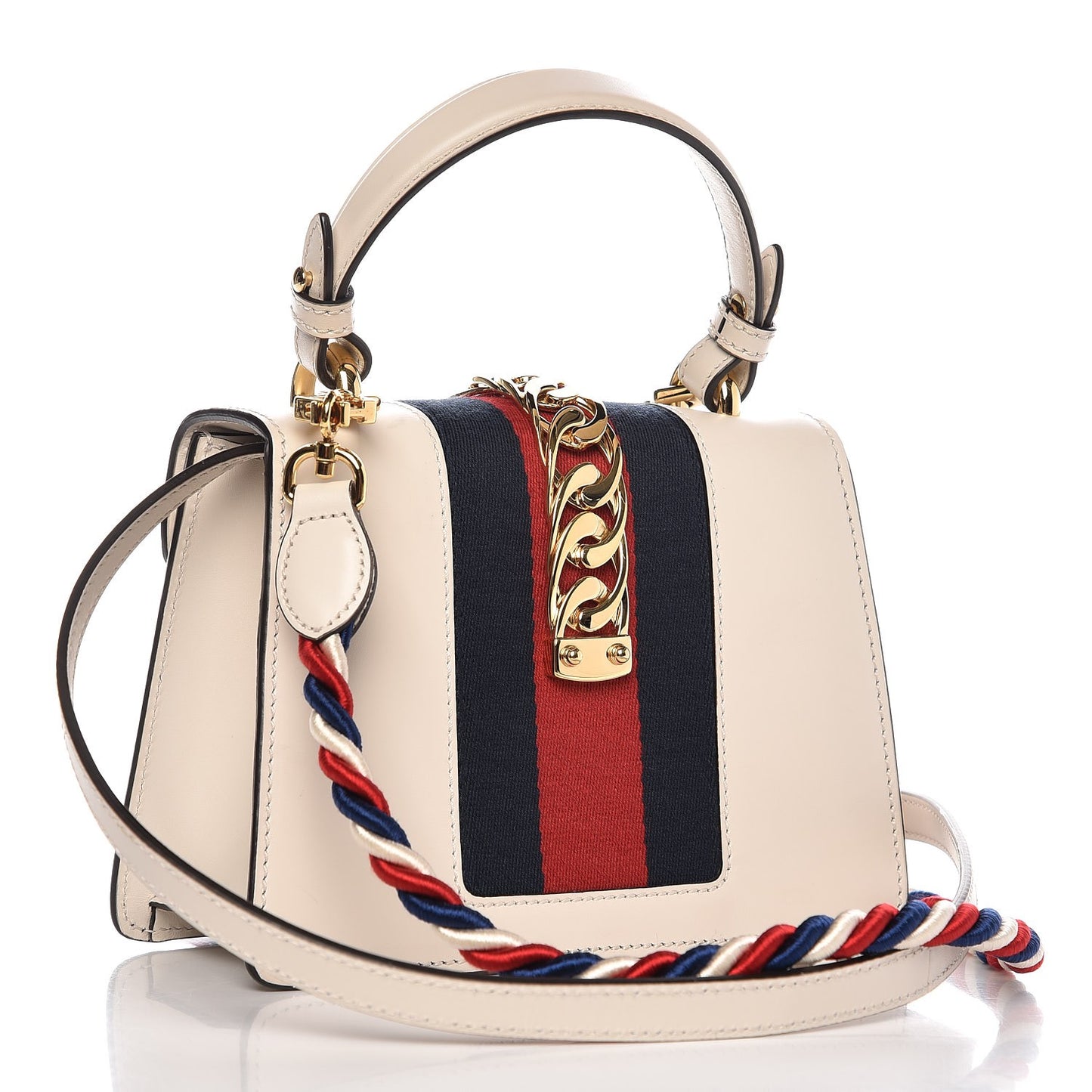Calfskin Mini Sylvie Top Handle Bag White