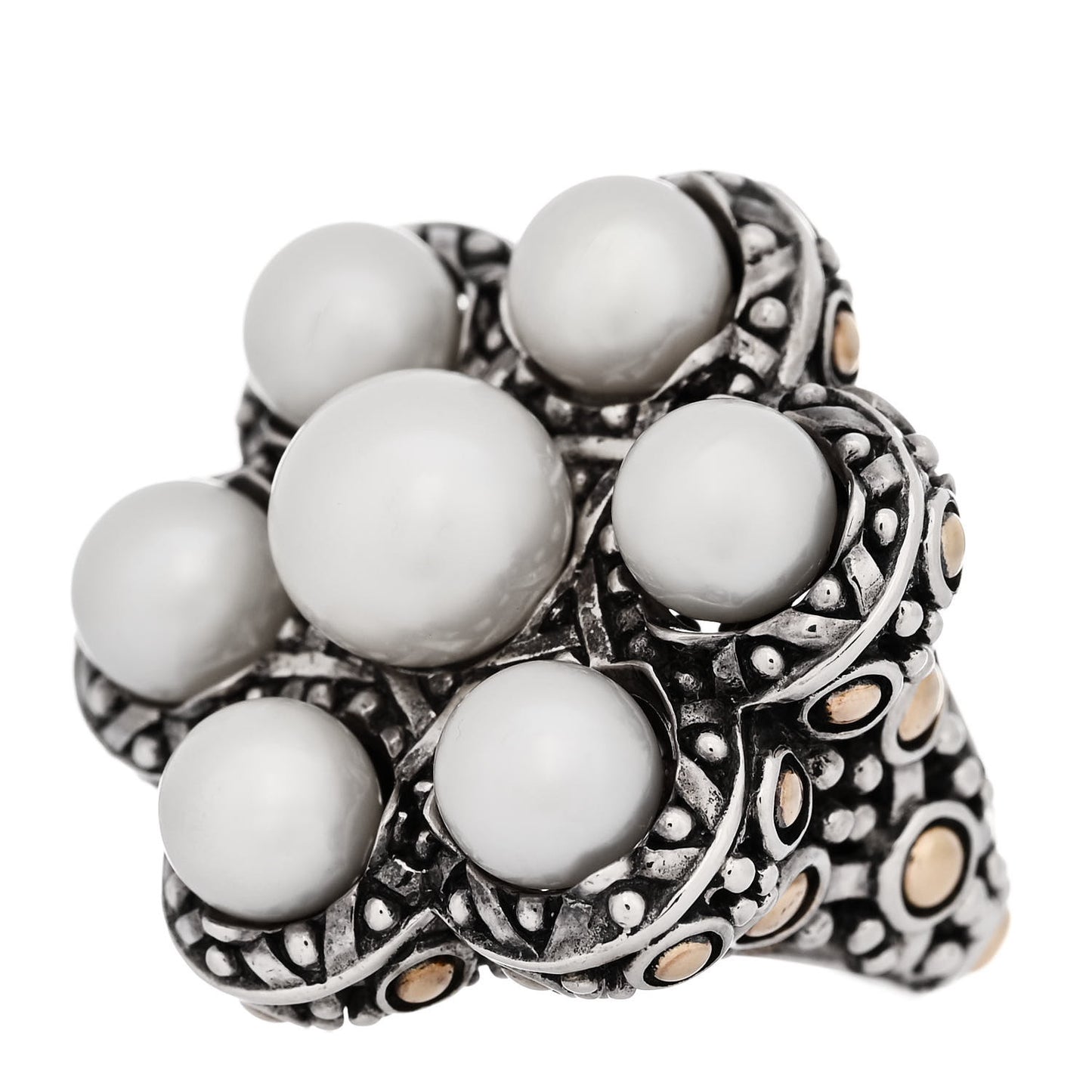 Sterling Silver 18K Yellow Gold Pearl Jaisalmer Dot Ring 54 7