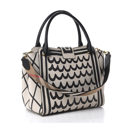 Burberry Soft Grain Calfskin L'oeil Print Medium Buckle Tote Limestone 3 of 12