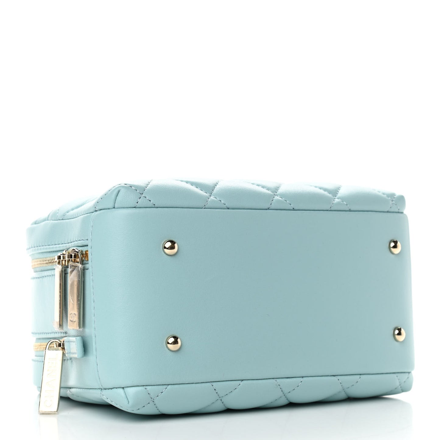 Lambskin Quilted Small Trendy CC Bowling Bag Light Blue