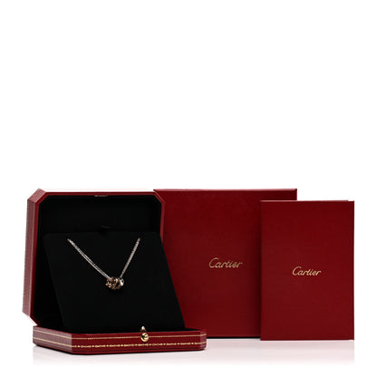 Cartier 18K White Pink Gold Diamond Three Ring LOVE Pendant Necklace 5 of 5