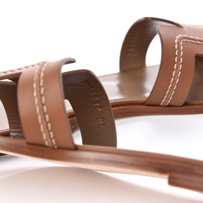Hermes Calfskin Pique Oran Sandals 37.5 Brun Pallisandre 8 of 9