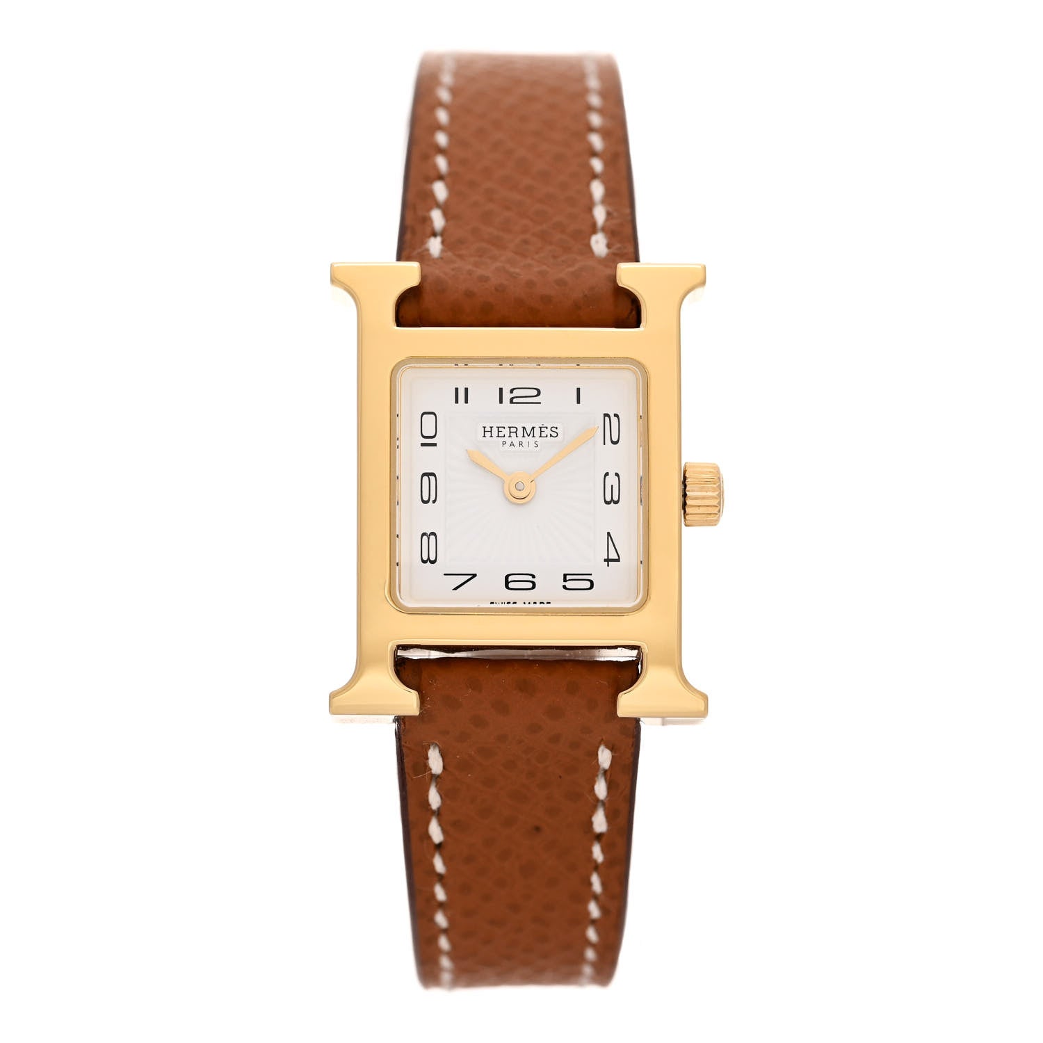 Hermes Stainless Steel Epsom 17.2mm Heure H Hour Quartz Watch Gold 1 of 5