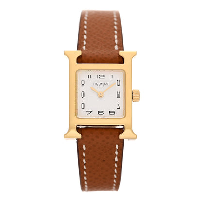 Hermes Stainless Steel Epsom 17.2mm Heure H Hour Quartz Watch Gold 1 of 5