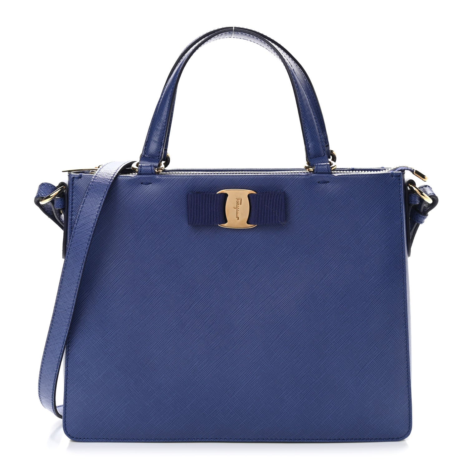 Salvatore Ferragamo Printed Calfskin Tracy Vara Tote New Iris 1 of 10