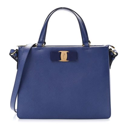 Salvatore Ferragamo Printed Calfskin Tracy Vara Tote New Iris 1 of 10