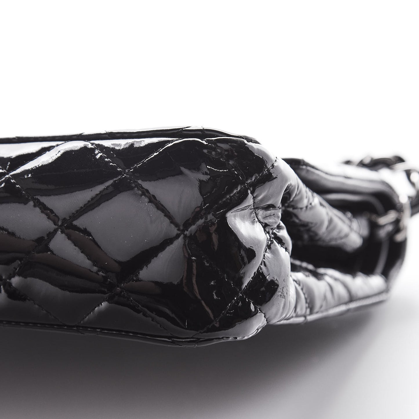 Patent Quilted Medium Double Flap Black