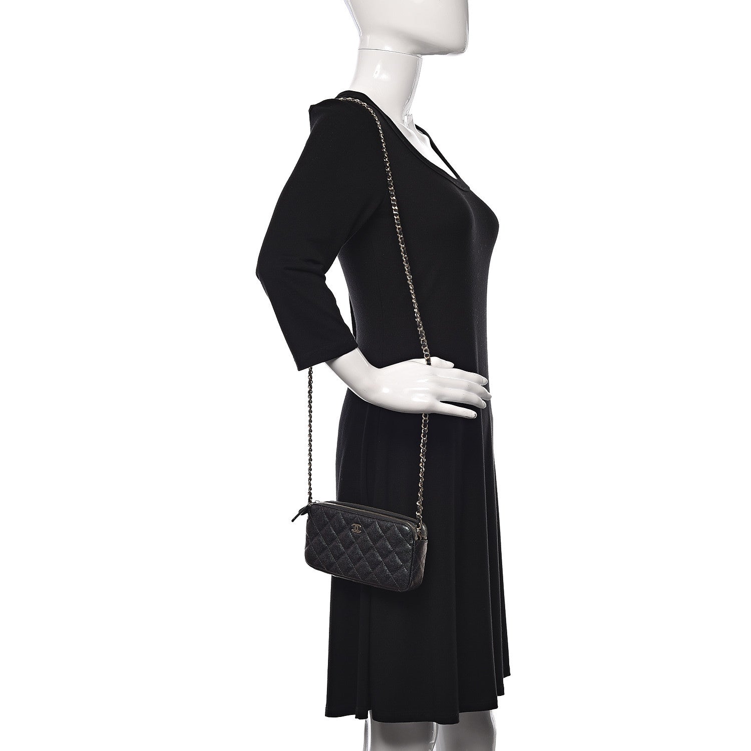 Chanel Iridescent Caviar Quilted Clutch With Chain Black 2 of 13