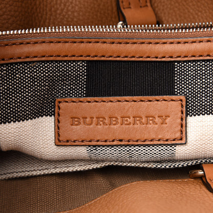 Burberry Grainy Calfskin Canvas Mega Check Medium Ashby Tassel Hobo Saddle Brown 8 of 12