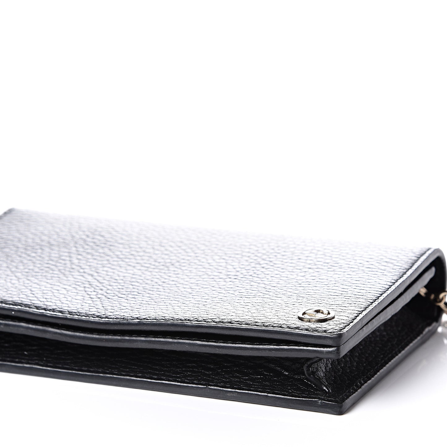 Dollar Calfskin Medium Betty Chain Wallet Black