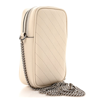 Gucci Sakai Be Green Calfskin Diagonal Stitched Mini Blondie Vertical Shoulder Bag Mystic White 3 of 9