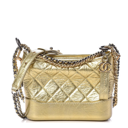 Chanel Metallic Aged Calfskin Quilted Small Gabrielle Hobo Gold 1 of 13